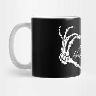 Skeleton heart hands, happy Halloween skeleton, happy skeleton Mug